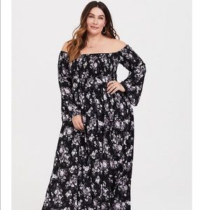 Torrid Black Floral Challis Maxi Dress